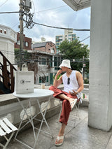 レイヤードスリットコットンノースリーブタンク / Layered Slit Cotton Sleeveless Tank (3 colors)
