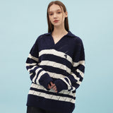 Stripe punching collar knit (6686412243062)