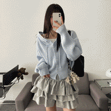 Shubo フーディドボタンニットカーディガン