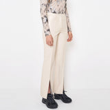 フェイクレザースリットトラウザーズ/Faux-Leather Slit Trousers _ Ivory