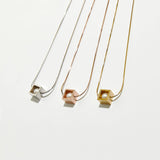 Open Cube Pearl Necklace