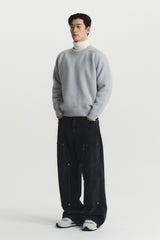 CREWNECK WOOL SWEATER (greyish blue)