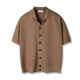BUTTON UP HALF SLEEVE PIQUE CARDIGAN BROWN (6566843056246)
