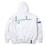ジッパーオーバーサイズヘビースウェットフーディー/22 ZIPPER OVERSIZED HEAVY SWEAT HOODIE WHITE MELANGE / BLACK