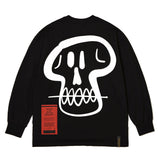 スカルオーバーサイズロングスリーブTシャツ/22 SKULL OVERSIZED LONG SLEEVES T-SHIRTS WHITE MELANGE / BLACK