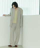 UNISEX PINTUCK STITCH WIDE PANTS W - LIGHT BEIGE (6689418150006)