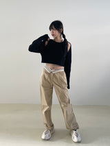 Waist point two tuck slacks
