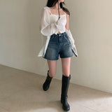[Bellide made] Vintage Wood Washing Denim Shorts