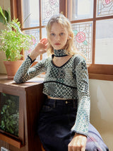 Patchwork halterneck Top (Green)