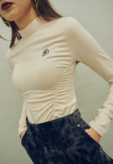 ギャザーラインポイントロゴTシャツ / HIDE Shirring Top (4606078517366)
