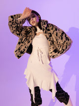 Leopard Crop Fur Jacket (BEIGE)
