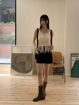 ティートンレトロポケットミニデニムスカート/Teaton Retro Pocket Mini Denim Skirt