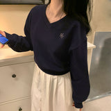 パステルVネッククロップドスウェットシャツ
