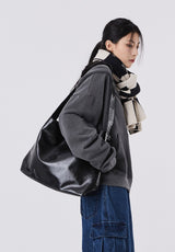 Grommet wide strap shoulder bag