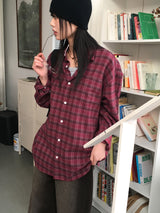 [UNISEX] Dickes Vintage Check Brushed Outer Long Sleeve Shirt