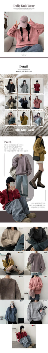 Songi Thick Warm Punching Round Knitwear