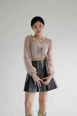 コンビレザープリーツスカート / Combi Leather Pleated Skirt (3color)