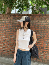 ジャッキーアイレットスナップボタンクロップドスリーブレス/Jakey Eyelet Snap Button Cropped Sleeveless