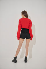 Yネックレス長袖クロップTシャツ/Y Necklace Long Sleeve Crop Tee(9187)