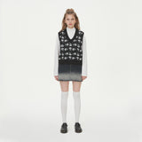 FLOWER JAQUARD KNIT VEST_BLACK (6610819874934)