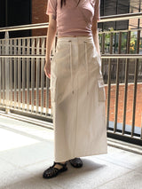 マイビーバンディングストリングコットンカーゴロングスカート / Mybi Banding String Cotton Cargo Long Skirt