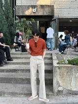 ロエミニマルリネンラウンド半袖ニット/Roe Minimal Short-Sleeved Linen Round Knitwear (9 colors)