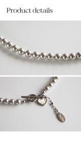 ハートポイントシルバーパールネックレス/Heart point silver pearl necklace