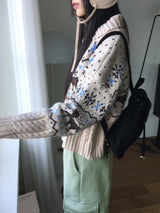 Choble Deer ノルディック ハイネックカラー ニット カーディガン