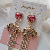 パーティーリボンプリンセスイヤリング / Party Ribbon Princess Earring - Rosepink