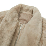 Fluffy Bow tie Fur Jacket [BEIGE] (6618907934838)