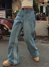トラックラインワイドデニムパンツ