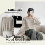 ラインミックスシースルーニット長袖Tシャツ / Line Mix See-Through Knit Long-Sleeved T-Shirt