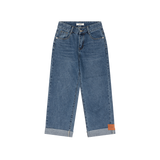 ストレートフィットロールアップ刺繍デニムパンツ / STRAIGHT FIT ROLL UP EMBROIDERY DENIM PANTS [6863]