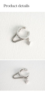 ドロップチェーンレイヤードイヤーカフ/Drop chain layered earcuff