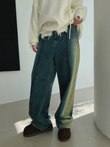 ストレートウォッシュドデニムパンツ/no.5187 Straight Washed Denim Pants (2color)