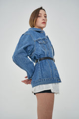 セミオーバーフィットベルトセットデニムジャケット/ SEMI OVER FIT BELT SET DENIM JACKET [1000]