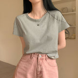 デイリーラベルセミクロップショートスリーブTシャツ