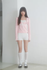LACE RIBBON TOP (BABY PINK)
