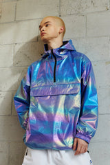 コージーフーデッドアノラックジャケット/BSR2223FWJK087 COZY HOODED ANORAK JACKET HOLOGRAM BLUE