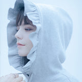 バニーラッフルフーディー/0 7 bunny ruffle hood - GREY