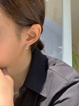 [92.5silver] bulky drop one-touch earrings (silver) 