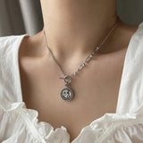 シンプルスマイルユニークコイントグルバーチェーンネックレス / si Simple Smile Unique Coin Toggle Bar Chain Necklace