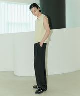 UNISEX PINTUCK STITCH WIDE PANTS M - BLACK (6689418641526)