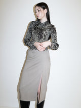 Zebra Silky Shirts (KHAKI)
