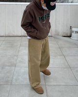 リープワイドピーチナッピングコットンパンツ/leap wide peach napping ccotton pants 2color