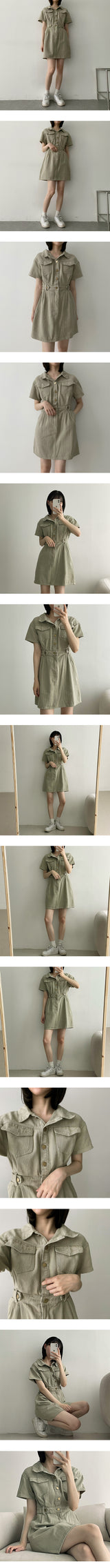 ラトコットンウォッシングポケットショートスリーブドレス / Rato Cotton Washing Pocket Short-sleeved Dress