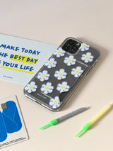 ブルーフラワーカードケース _ クリアハード (アイフォンケース) / Blue flower card case _ Clear hard (iphone case)