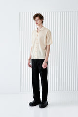 BUTTON UP HALF SLEEVE PIQUE CARDIGAN CREAM (6566843646070)
