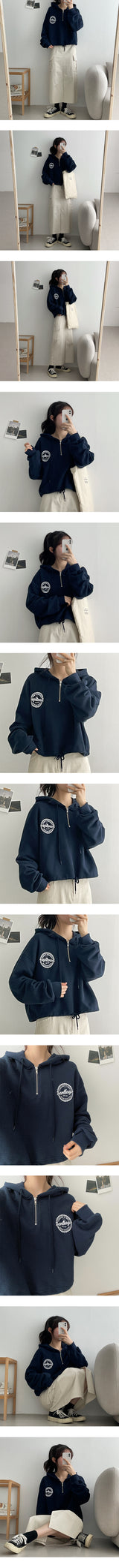 ティアストリングハーフジップアップフーディ / Tiastring Half Zip-Up Hoodie