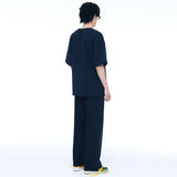 ウーヴン1/2ハーフTシャツネービー